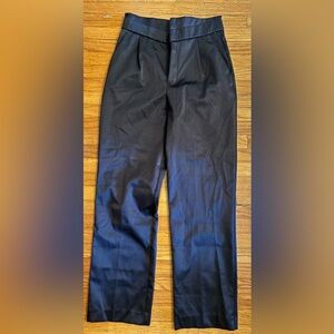 Zara Black Satin Style Tailored High-Waisted Suit Style Pants